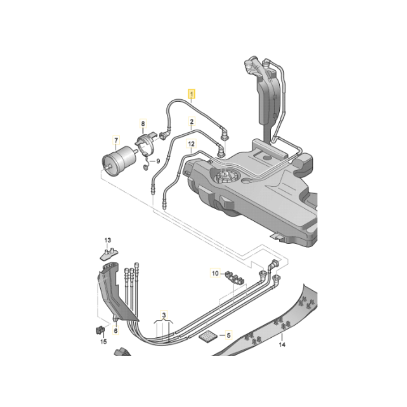 Genuine VAG In Tank Fuel Pump To Fuel Filter Feed Line - EA113 TFSI 4WD ...